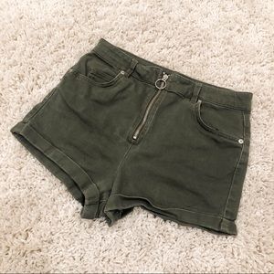 High Waisted Zip Up Shorts